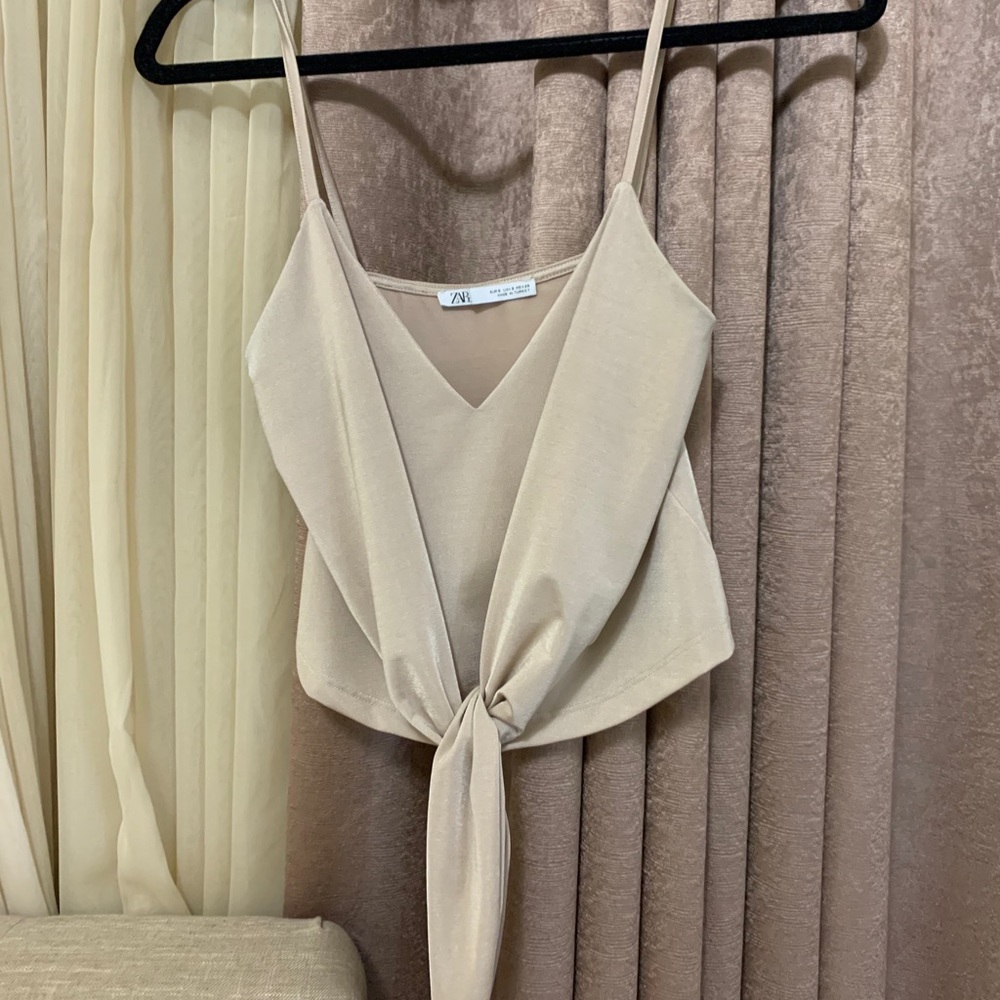 Zara beige tie tank